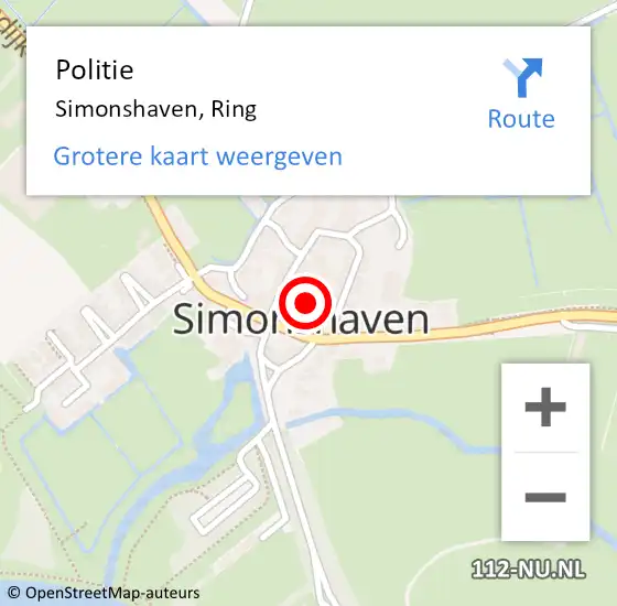 Locatie op kaart van de 112 melding: Politie Simonshaven, Ring op 2 november 2023 19:32