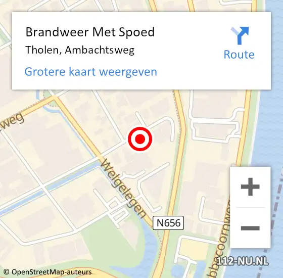 Locatie op kaart van de 112 melding: Brandweer Met Spoed Naar Tholen, Ambachtsweg op 2 november 2023 19:32