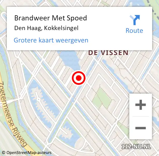 Locatie op kaart van de 112 melding: Brandweer Met Spoed Naar Den Haag, Kokkelsingel op 2 november 2023 19:36