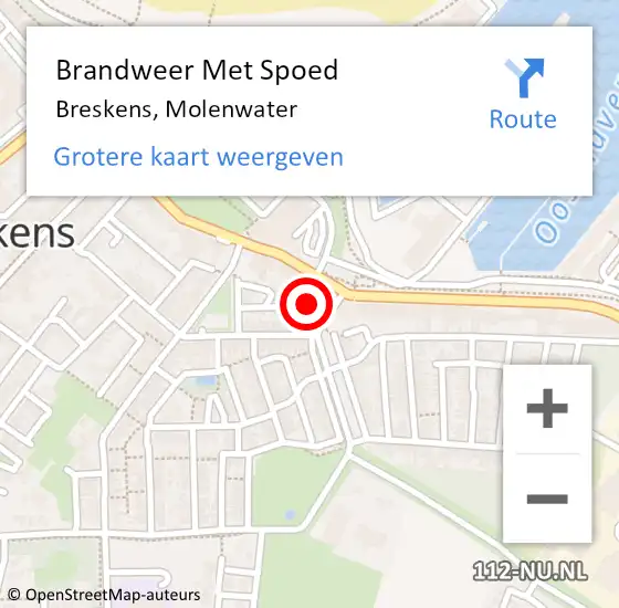 Locatie op kaart van de 112 melding: Brandweer Met Spoed Naar Breskens, Molenwater op 2 november 2023 19:48