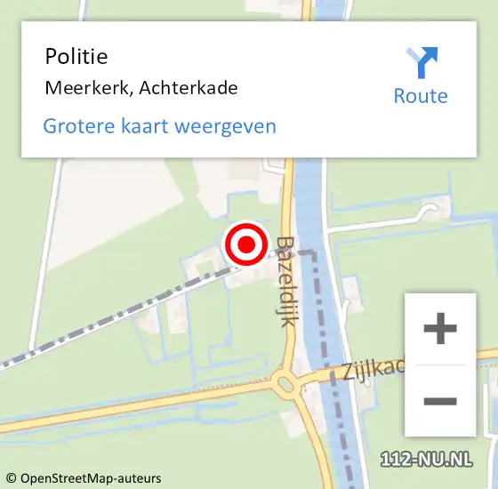 Locatie op kaart van de 112 melding: Politie Meerkerk, Achterkade op 2 november 2023 19:51