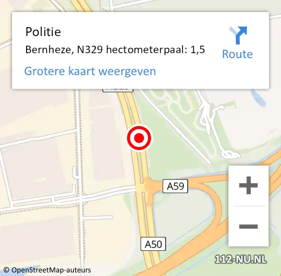 Locatie op kaart van de 112 melding: Politie Bernheze, N329 hectometerpaal: 1,5 op 2 november 2023 19:56