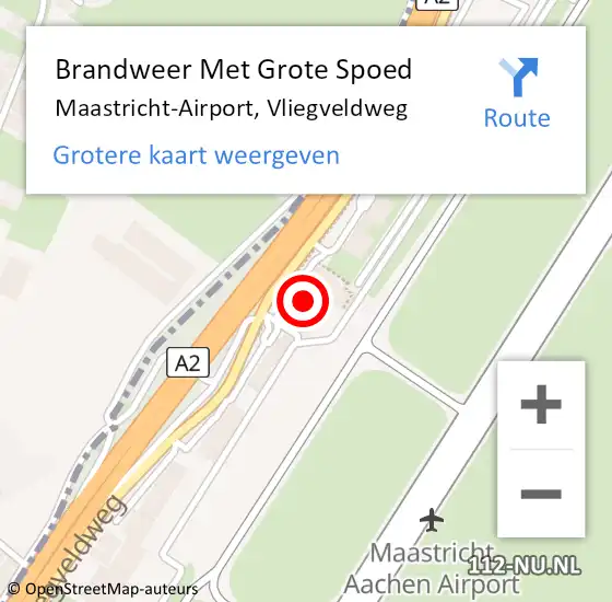 Locatie op kaart van de 112 melding: Brandweer Met Grote Spoed Naar Maastricht-Airport, Vliegveldweg op 2 november 2023 20:26