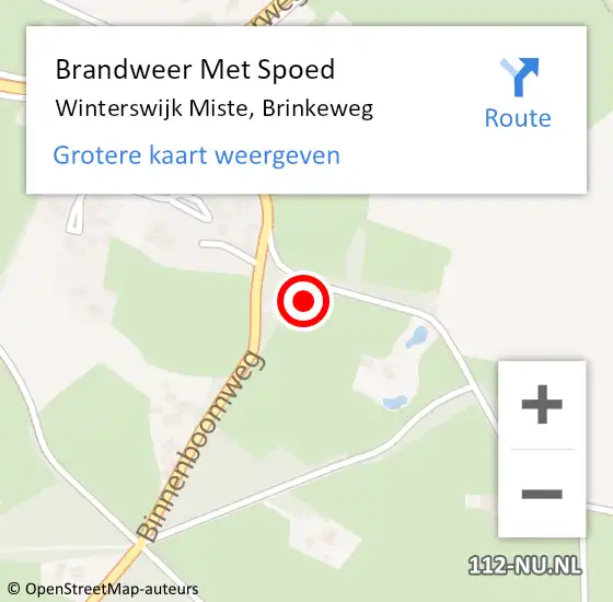 Locatie op kaart van de 112 melding: Brandweer Met Spoed Naar Winterswijk Miste, Brinkeweg op 2 november 2023 20:30