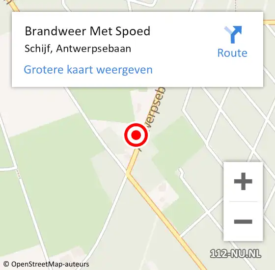 Locatie op kaart van de 112 melding: Brandweer Met Spoed Naar Schijf, Antwerpsebaan op 2 november 2023 20:39