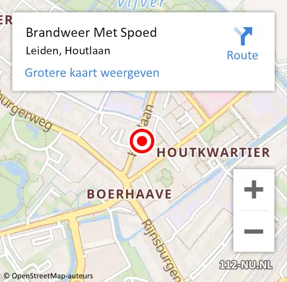 Locatie op kaart van de 112 melding: Brandweer Met Spoed Naar Leiden, Houtlaan op 2 november 2023 20:45