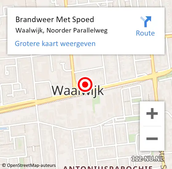 Locatie op kaart van de 112 melding: Brandweer Met Spoed Naar Waalwijk, Noorder Parallelweg op 2 november 2023 20:46