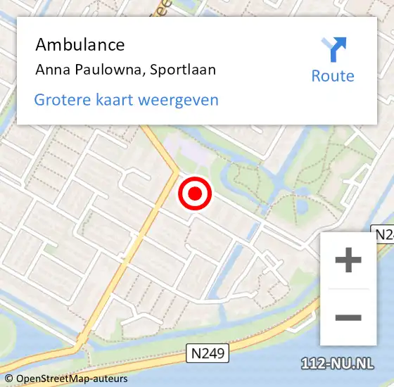 Locatie op kaart van de 112 melding: Ambulance Anna Paulowna, Sportlaan op 2 november 2023 20:50
