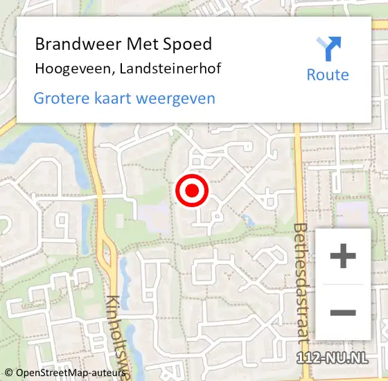 Locatie op kaart van de 112 melding: Brandweer Met Spoed Naar Hoogeveen, Landsteinerhof op 2 november 2023 21:31