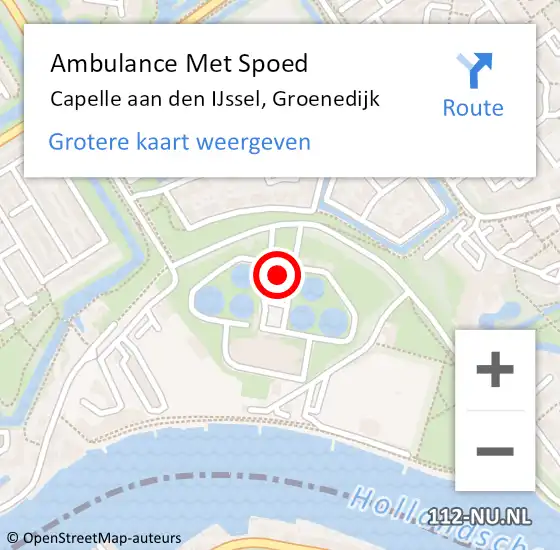 Locatie op kaart van de 112 melding: Ambulance Met Spoed Naar Capelle aan den IJssel, Groenedijk op 2 november 2023 21:32