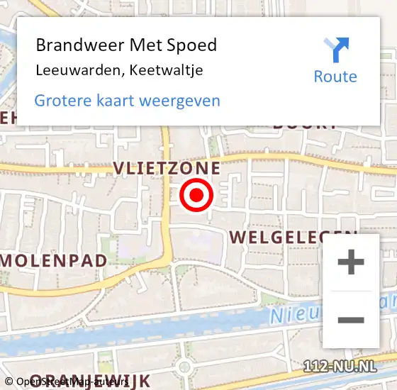 Locatie op kaart van de 112 melding: Brandweer Met Spoed Naar Leeuwarden, Keetwaltje op 2 november 2023 21:32