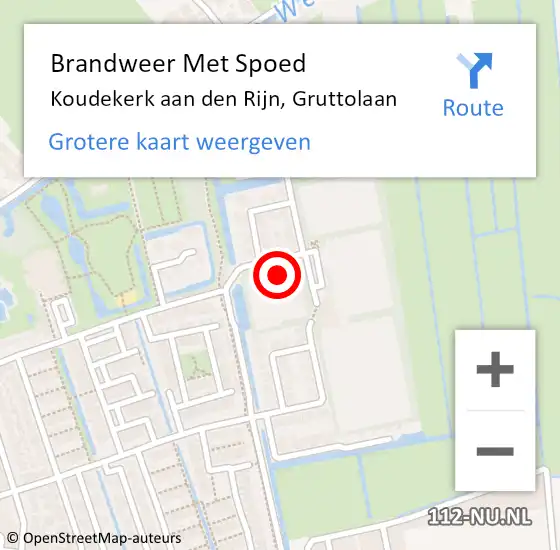 Locatie op kaart van de 112 melding: Brandweer Met Spoed Naar Koudekerk aan den Rijn, Gruttolaan op 2 november 2023 21:42