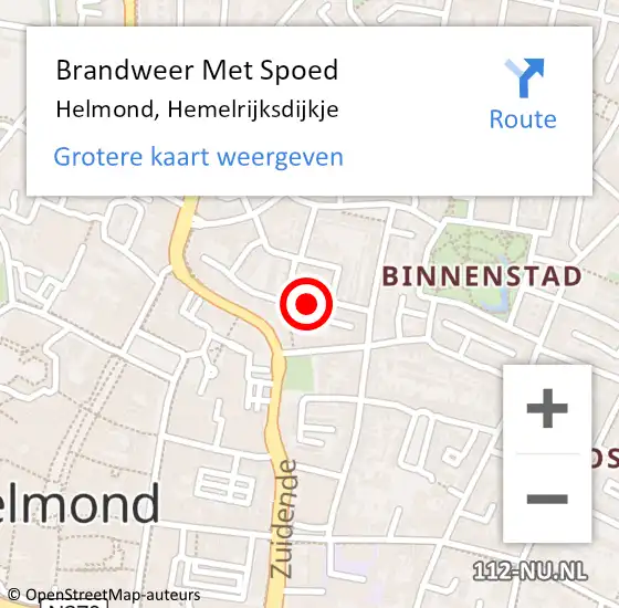 Locatie op kaart van de 112 melding: Brandweer Met Spoed Naar Helmond, Hemelrijksdijkje op 2 november 2023 22:04