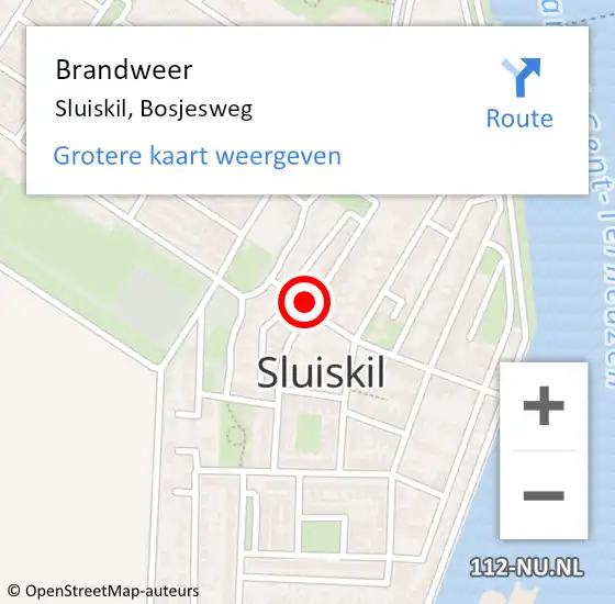 Locatie op kaart van de 112 melding: Brandweer Sluiskil, Bosjesweg op 2 november 2023 22:11