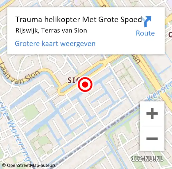 Locatie op kaart van de 112 melding: Trauma helikopter Met Grote Spoed Naar Rijswijk, Terras van Sion op 2 november 2023 22:26