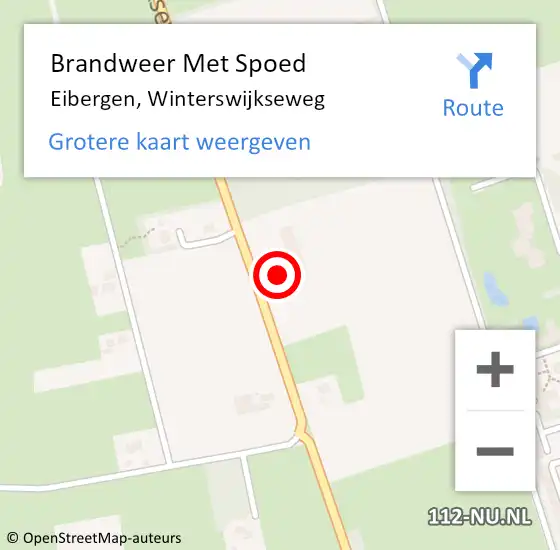 Locatie op kaart van de 112 melding: Brandweer Met Spoed Naar Eibergen, Winterswijkseweg op 2 november 2023 22:45