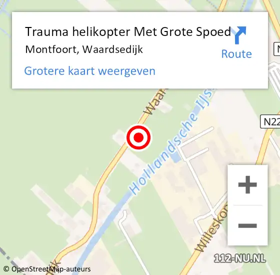 Locatie op kaart van de 112 melding: Trauma helikopter Met Grote Spoed Naar Montfoort, Waardsedijk op 2 november 2023 23:05