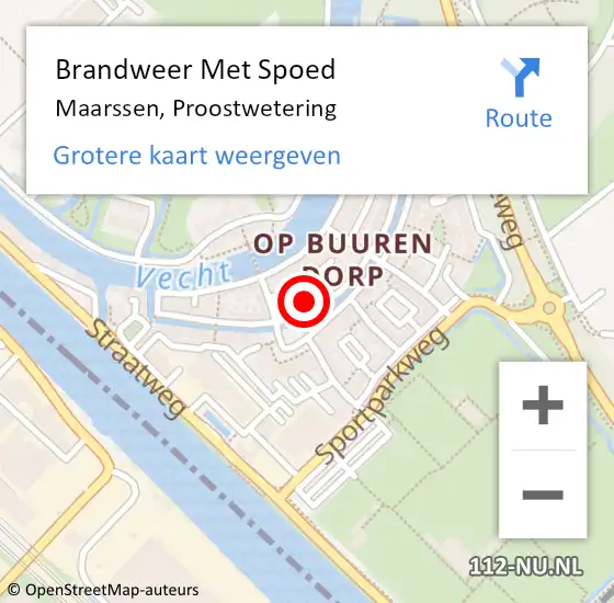 Locatie op kaart van de 112 melding: Brandweer Met Spoed Naar Maarssen, Proostwetering op 2 november 2023 23:10