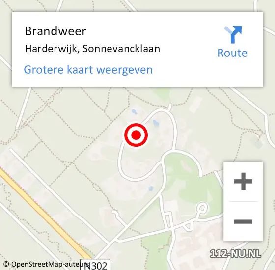 Locatie op kaart van de 112 melding: Brandweer Harderwijk, Sonnevancklaan op 2 november 2023 23:22