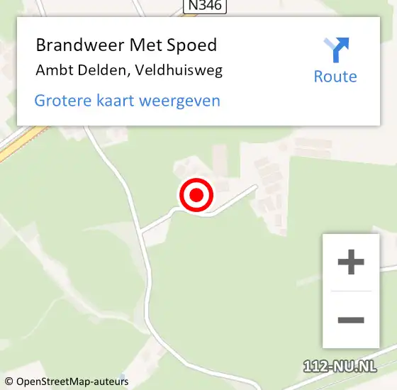 Locatie op kaart van de 112 melding: Brandweer Met Spoed Naar Ambt Delden, Veldhuisweg op 2 november 2023 23:29