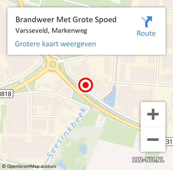 Locatie op kaart van de 112 melding: Brandweer Met Grote Spoed Naar Varsseveld, Markenweg op 2 november 2023 23:36