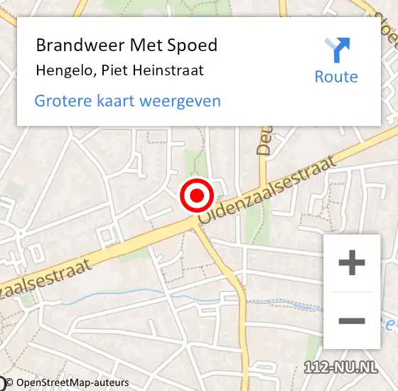 Locatie op kaart van de 112 melding: Brandweer Met Spoed Naar Hengelo, Piet Heinstraat op 3 november 2023 00:10