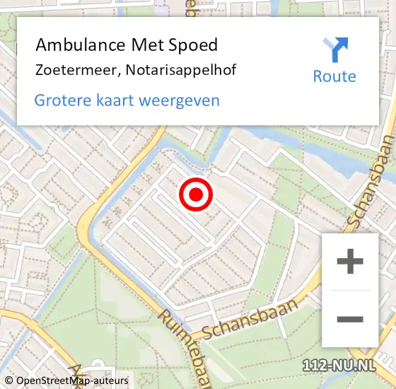 Locatie op kaart van de 112 melding: Ambulance Met Spoed Naar Zoetermeer, Notarisappelhof op 3 november 2023 00:27