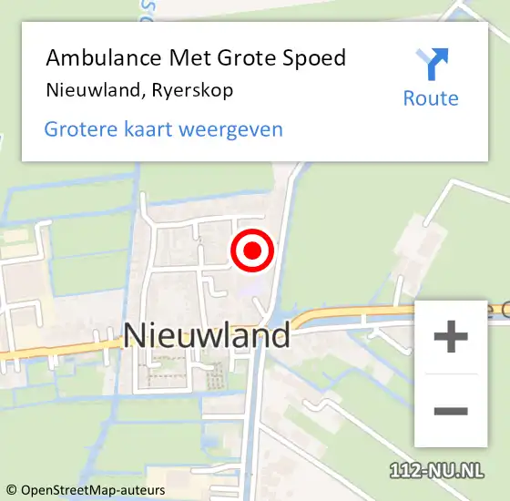 Locatie op kaart van de 112 melding: Ambulance Met Grote Spoed Naar Nieuwland, Ryerskop op 13 september 2014 20:01