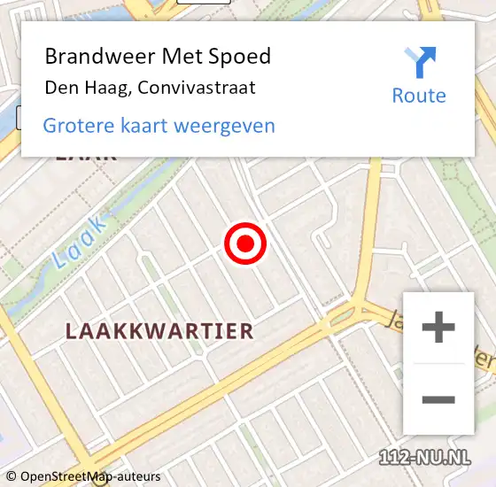 Locatie op kaart van de 112 melding: Brandweer Met Spoed Naar Den Haag, Convivastraat op 3 november 2023 00:32