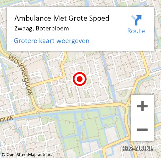 Locatie op kaart van de 112 melding: Ambulance Met Grote Spoed Naar Zwaag, Boterbloem op 3 november 2023 01:04