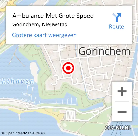 Locatie op kaart van de 112 melding: Ambulance Met Grote Spoed Naar Gorinchem, Nieuwstad op 3 november 2023 01:25