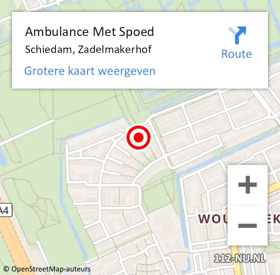 Locatie op kaart van de 112 melding: Ambulance Met Spoed Naar Schiedam, Zadelmakerhof op 3 november 2023 01:33