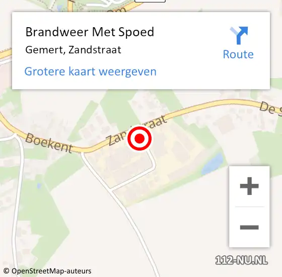 Locatie op kaart van de 112 melding: Brandweer Met Spoed Naar Gemert, Zandstraat op 3 november 2023 03:45
