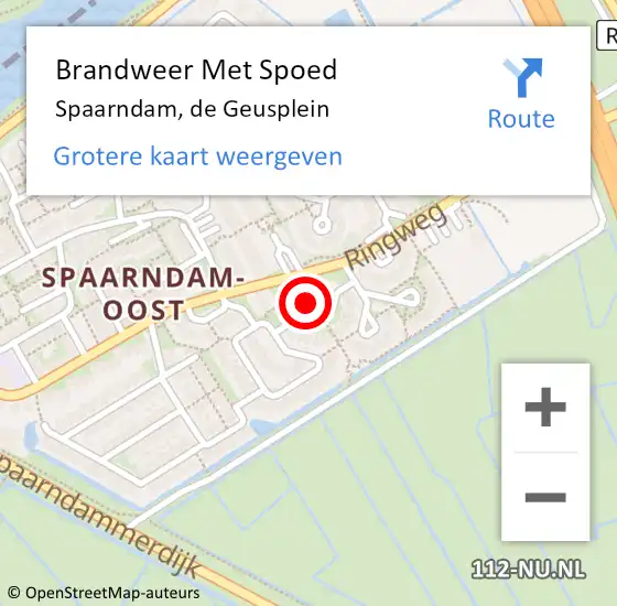 Locatie op kaart van de 112 melding: Brandweer Met Spoed Naar Spaarndam, de Geusplein op 3 november 2023 05:10