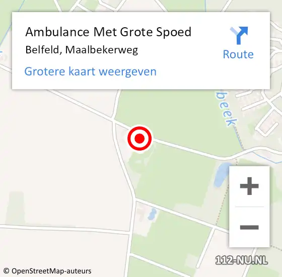 Locatie op kaart van de 112 melding: Ambulance Met Grote Spoed Naar Belfeld, Maalbekerweg op 3 november 2023 05:22