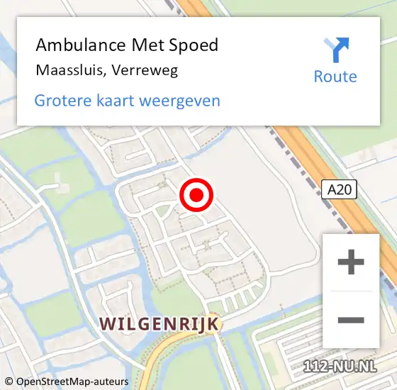 Locatie op kaart van de 112 melding: Ambulance Met Spoed Naar Maassluis, Verreweg op 3 november 2023 05:37