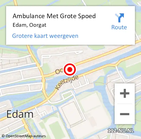 Locatie op kaart van de 112 melding: Ambulance Met Grote Spoed Naar Edam, Oorgat op 3 november 2023 05:46