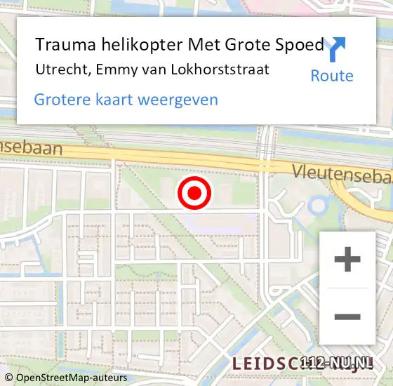 Locatie op kaart van de 112 melding: Trauma helikopter Met Grote Spoed Naar Utrecht, Emmy van Lokhorststraat op 3 november 2023 05:50