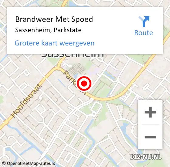 Locatie op kaart van de 112 melding: Brandweer Met Spoed Naar Sassenheim, Parkstate op 3 november 2023 06:50