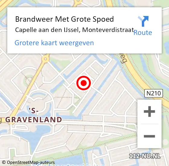 Locatie op kaart van de 112 melding: Brandweer Met Grote Spoed Naar Capelle aan den IJssel, Monteverdistraat op 3 november 2023 06:52