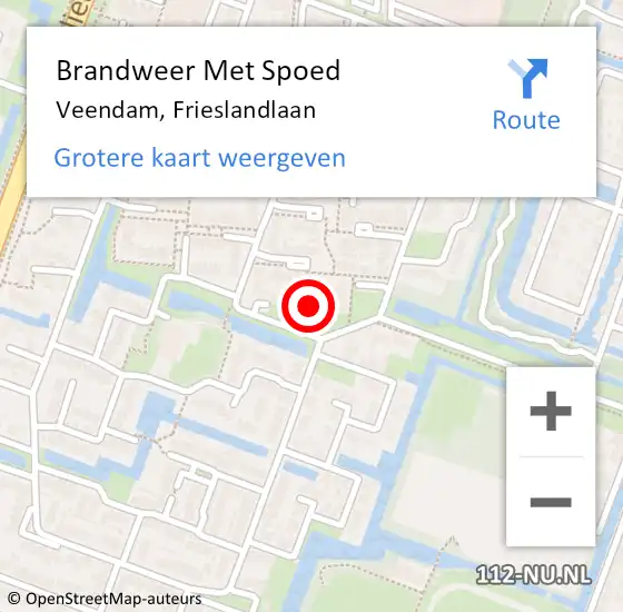 Locatie op kaart van de 112 melding: Brandweer Met Spoed Naar Veendam, Frieslandlaan op 3 november 2023 07:30