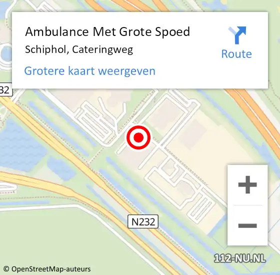 Locatie op kaart van de 112 melding: Ambulance Met Grote Spoed Naar Schiphol, Cateringweg op 3 november 2023 07:41