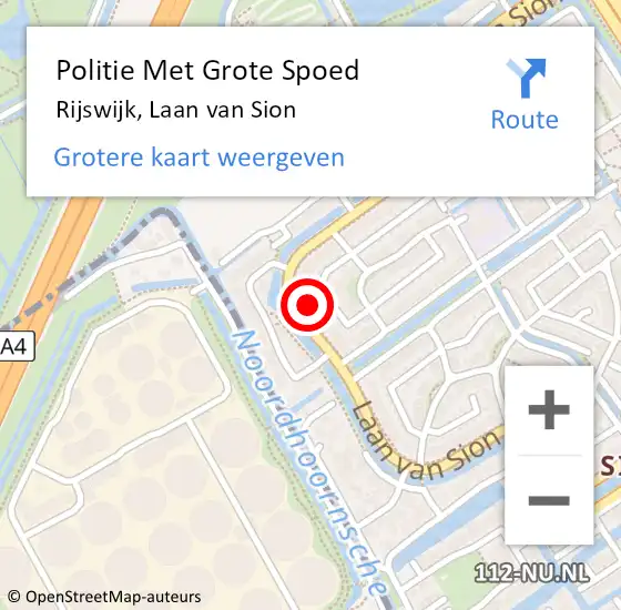 Locatie op kaart van de 112 melding: Politie Met Grote Spoed Naar Rijswijk, Laan van Sion op 3 november 2023 08:15