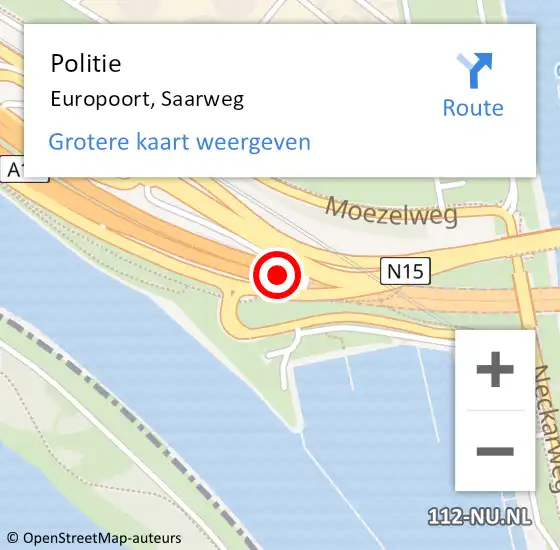 Locatie op kaart van de 112 melding: Politie Europoort, Saarweg op 3 november 2023 08:17