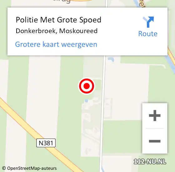 Locatie op kaart van de 112 melding: Politie Met Grote Spoed Naar Donkerbroek, Moskoureed op 3 november 2023 08:26