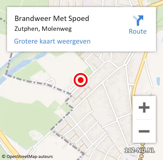 Locatie op kaart van de 112 melding: Brandweer Met Spoed Naar Zutphen, Molenweg op 3 november 2023 08:47