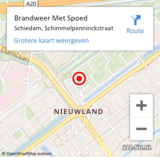 Locatie op kaart van de 112 melding: Brandweer Met Spoed Naar Schiedam, Schimmelpenninckstraat op 3 november 2023 08:56
