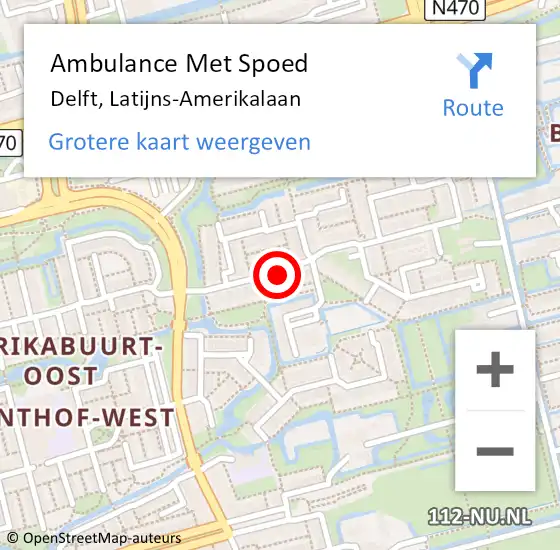 Locatie op kaart van de 112 melding: Ambulance Met Spoed Naar Delft, Latijns-Amerikalaan op 3 november 2023 09:20