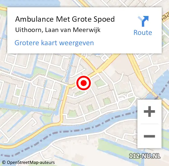 Locatie op kaart van de 112 melding: Ambulance Met Grote Spoed Naar Uithoorn, Laan van Meerwijk op 3 november 2023 09:30