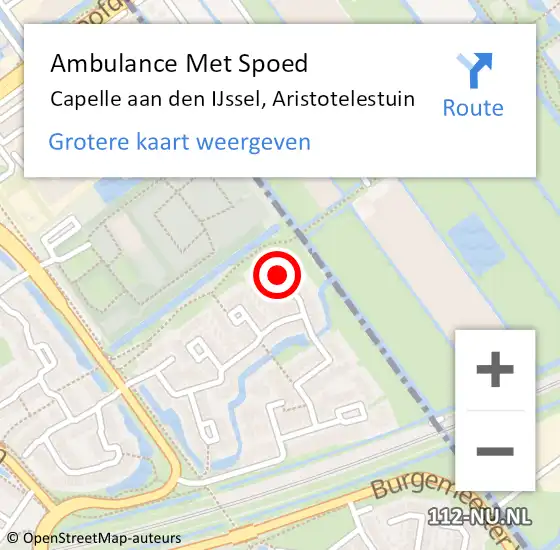 Locatie op kaart van de 112 melding: Ambulance Met Spoed Naar Capelle aan den IJssel, Aristotelestuin op 3 november 2023 09:33